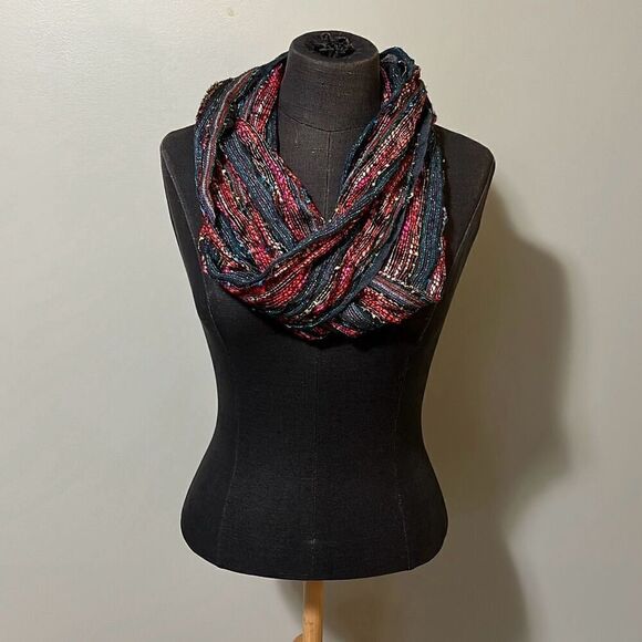 Women's Multicolor Striped Lightweight Knit Infinity Scarf - Picture 1 of 4